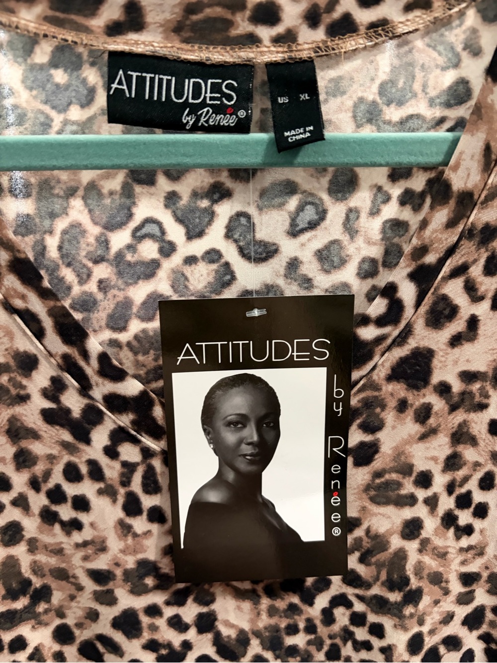 Attitudes by Renee Brown Leopard Print V-Neck Maxi Dress - Picture 3 of 6